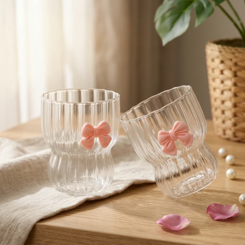 Blush Bow Glass — Set of 2 by Yours Edit