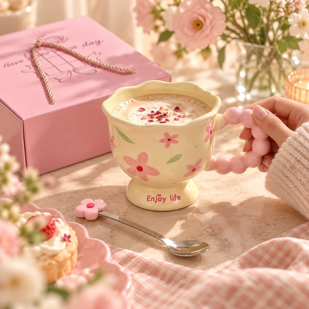 Floral Gift Box Ceramic Mug thumbnail 2