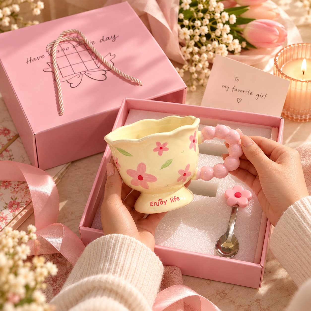 Floral Gift Box Ceramic Mug thumbnail 3