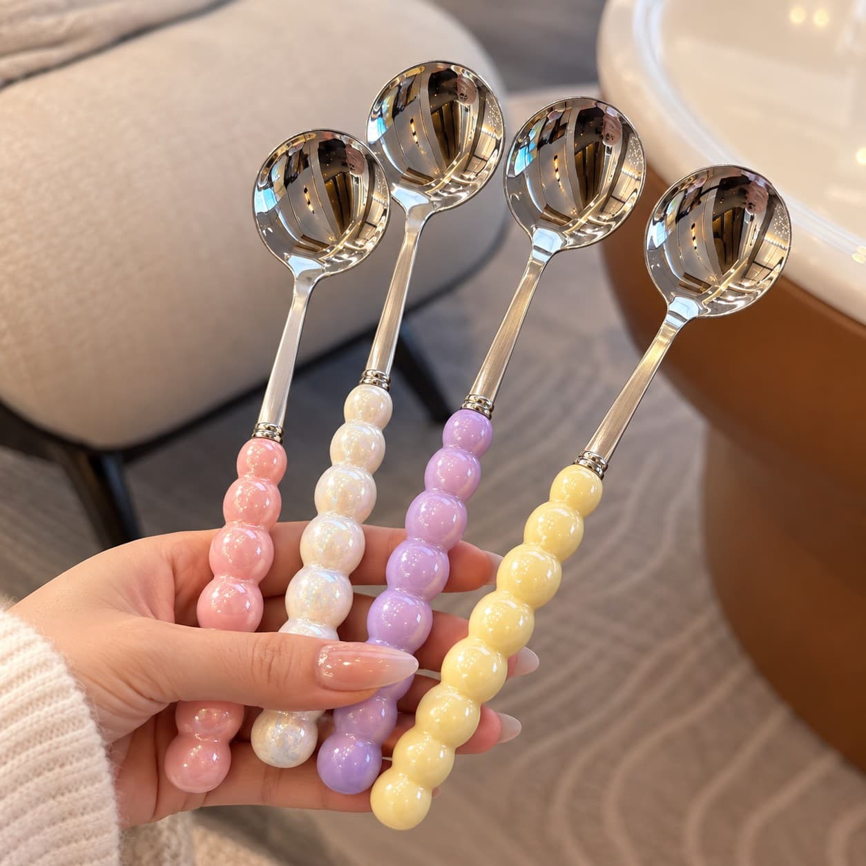 Korean Style Beaded Long Spoons thumbnail 3