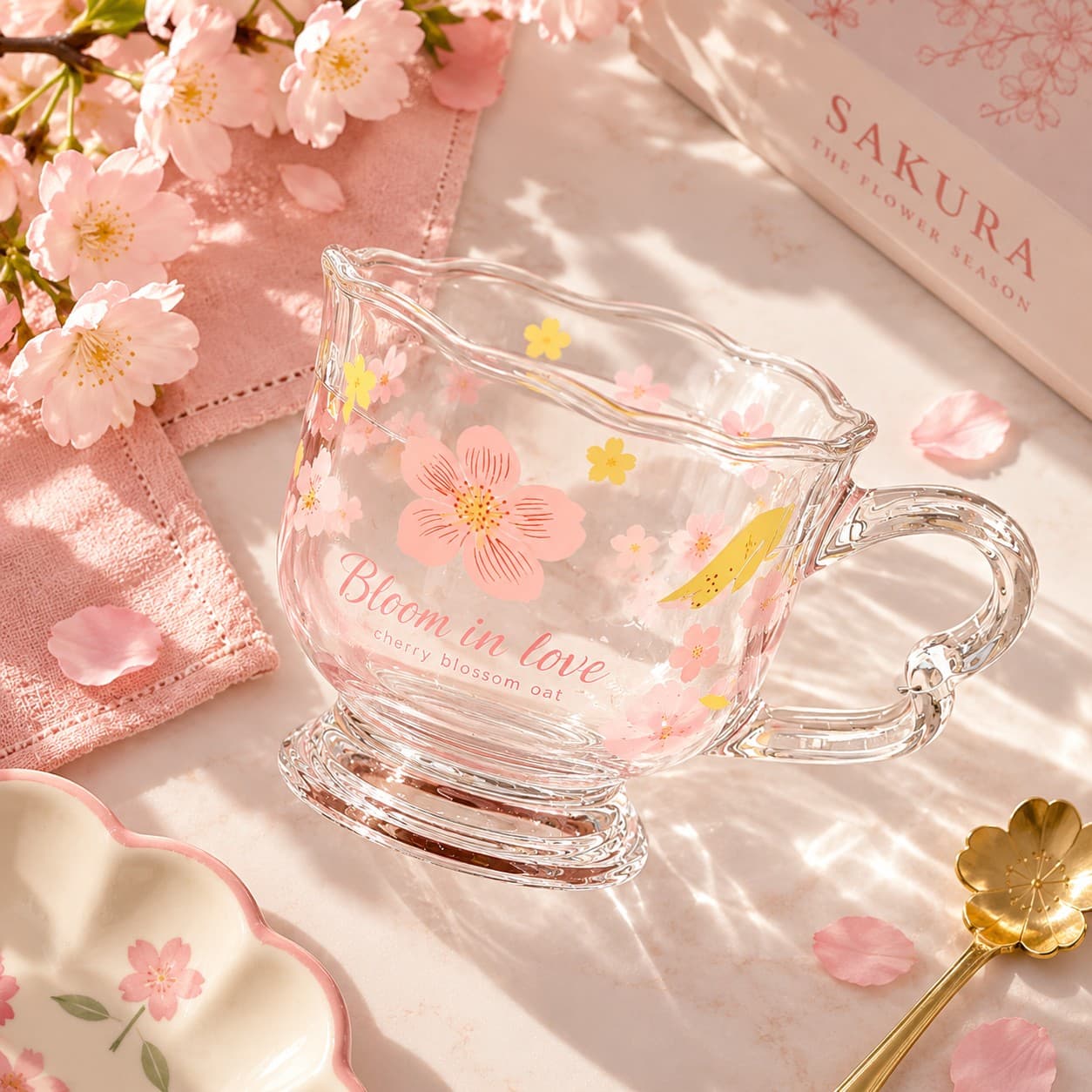 Korean Style Ceramic Tea Cup with Spoon 240ml thumbnail 2