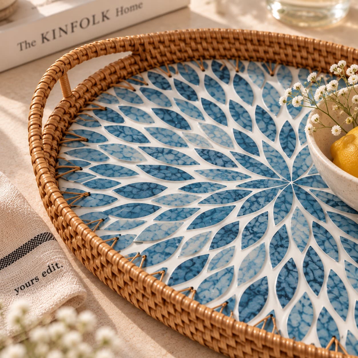 Oval Rattan Shell Tray thumbnail 4