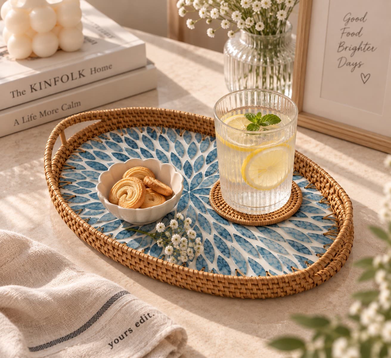 Oval Rattan Shell Tray thumbnail 2