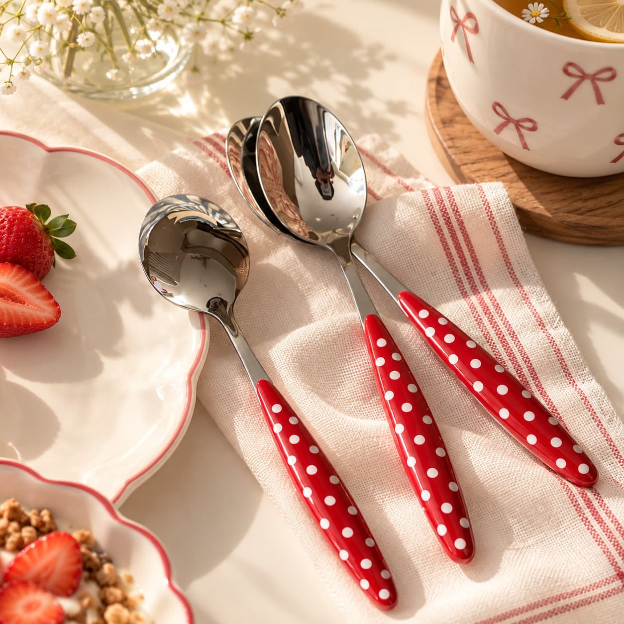 Red Polka Dot Spoon - Set of 4 thumbnail 3
