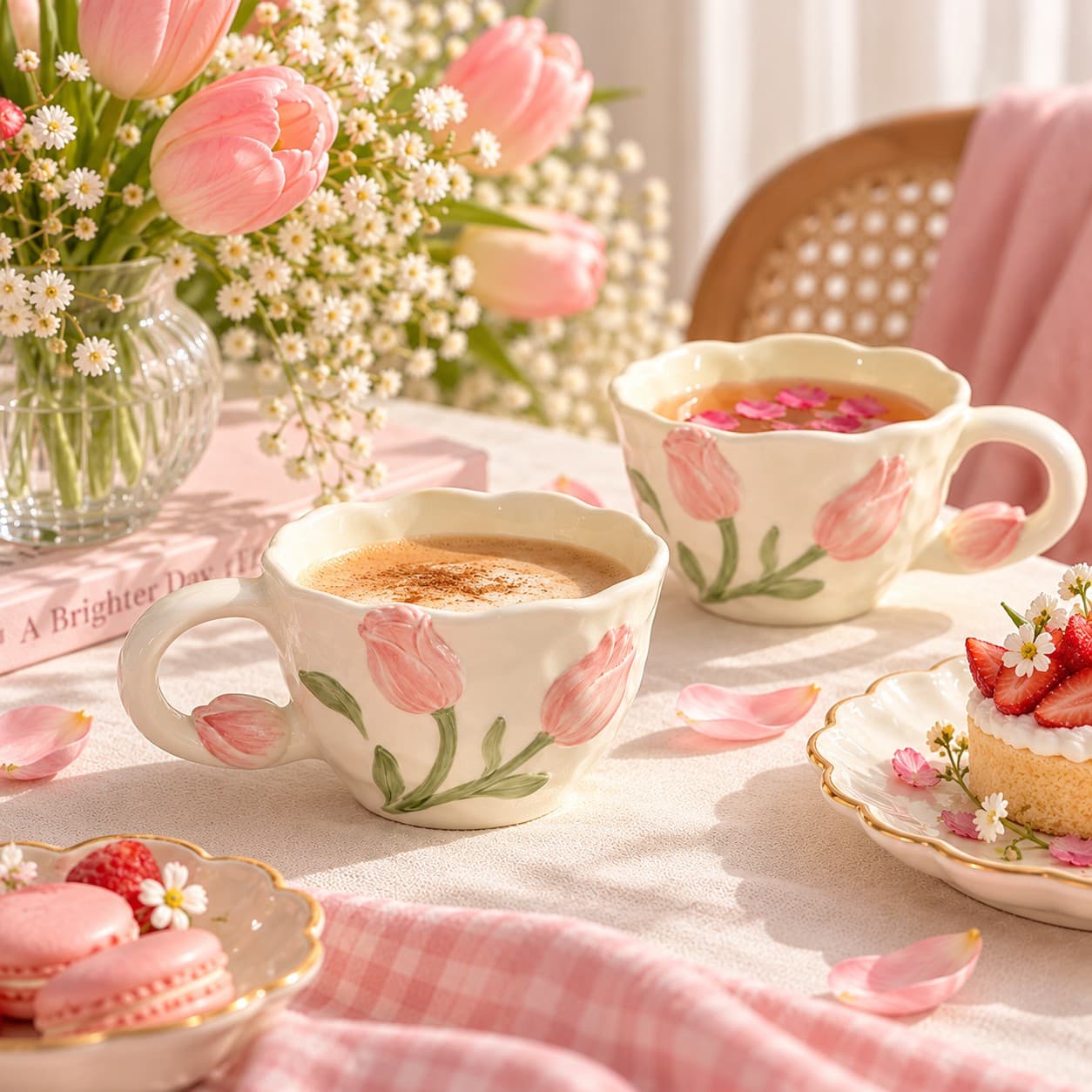 Three-Dimensional Tulip Relief Ceramic Mug - Set of 2 thumbnail 4