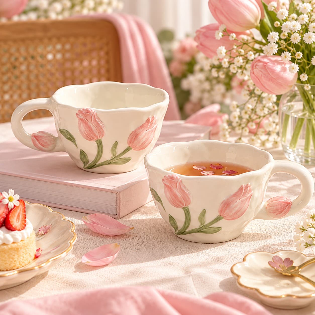 Three-Dimensional Tulip Relief Ceramic Mug - Set of 2 by Yours Edit