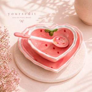 Yours Edit Strawberry Heart Bowl Set